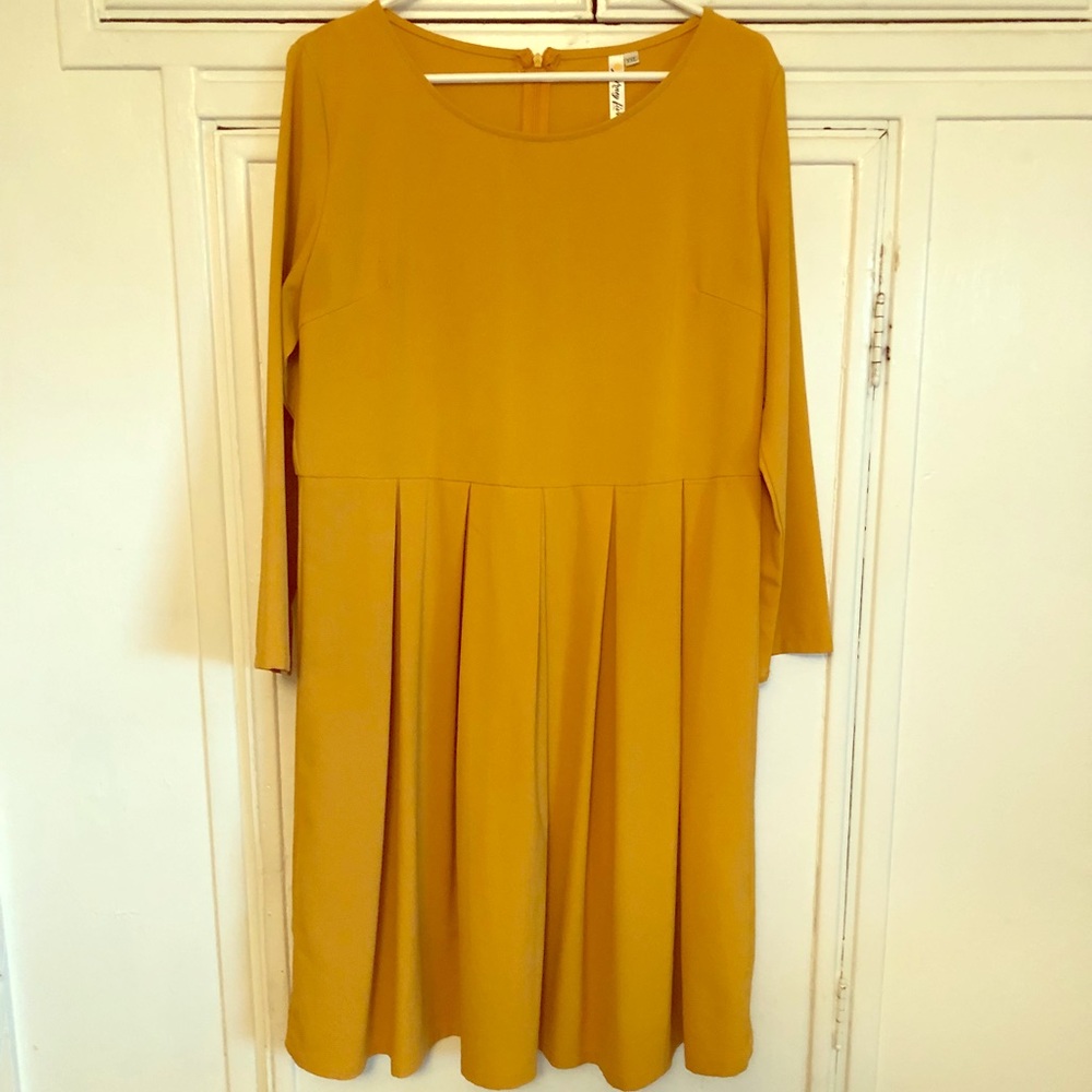 Mustard yellow Journey 5 dress, 3/4 sleeve